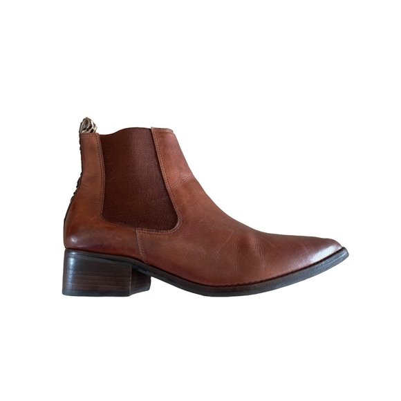 Matisse Moscow Ankle Bootie Pull On 100% Leather Cow‎ Hair Saddle Brown 9M $195 - Picture 6 of 11